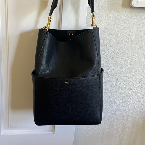 Celine Handbags - Celine Sangle Large Black